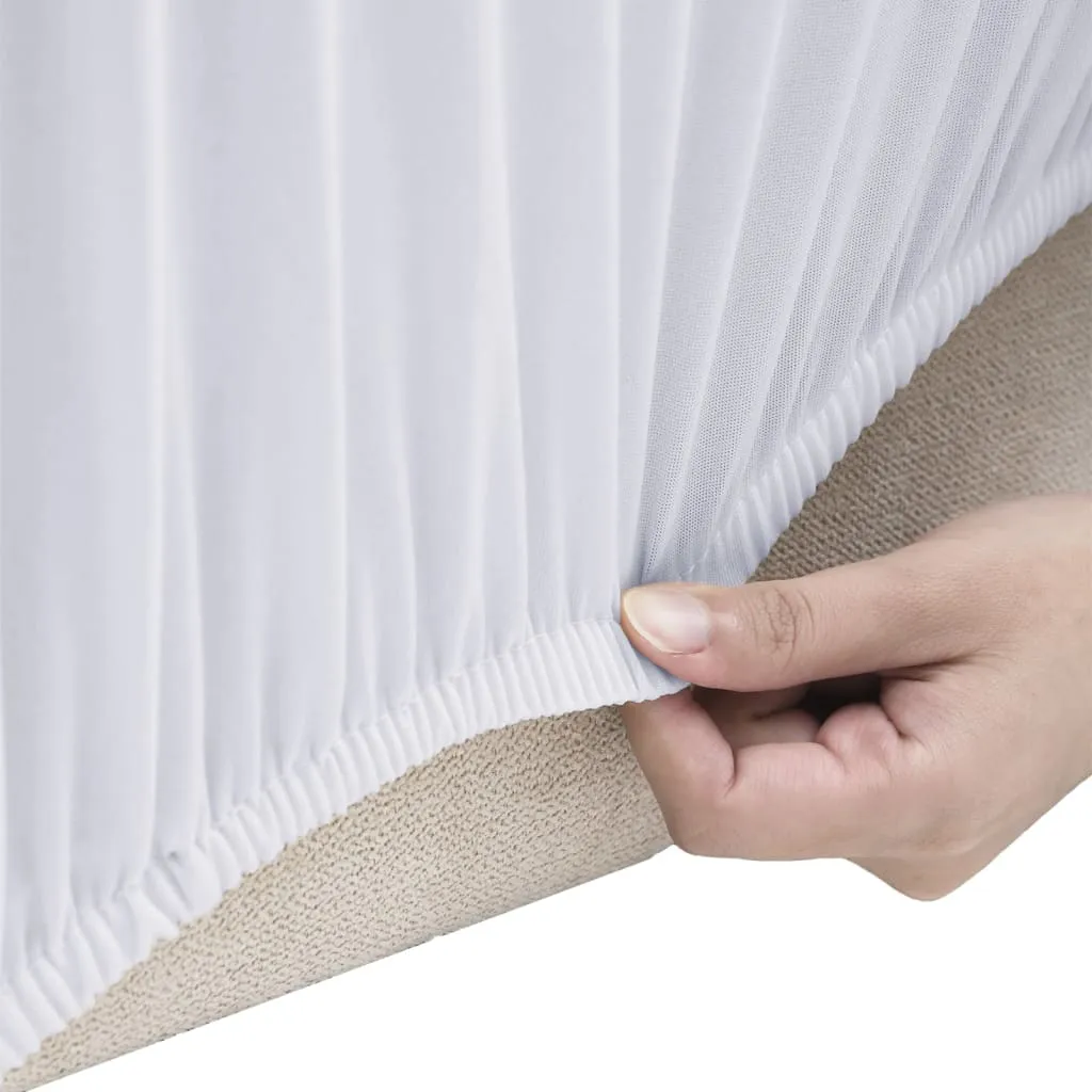 2-Seater Stretch Couch Slipcover White Polyester Jersey