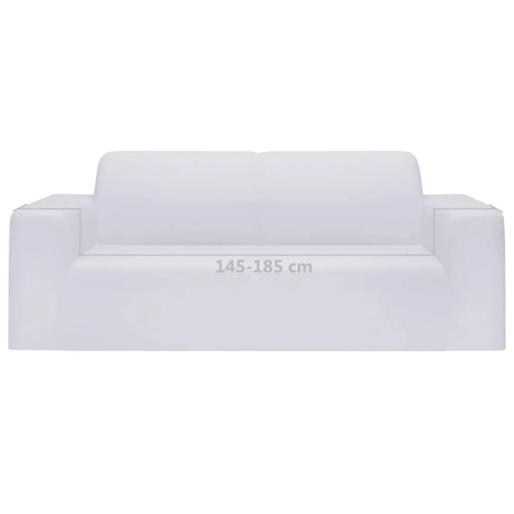 2-Seater Stretch Couch Slipcover White Polyester Jersey