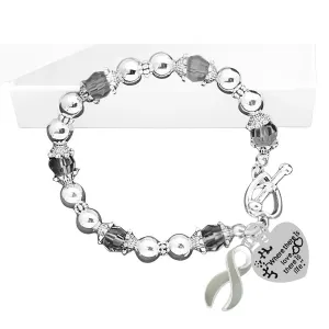 Brain Cancer Awareness Gray Ribbon Bracelets