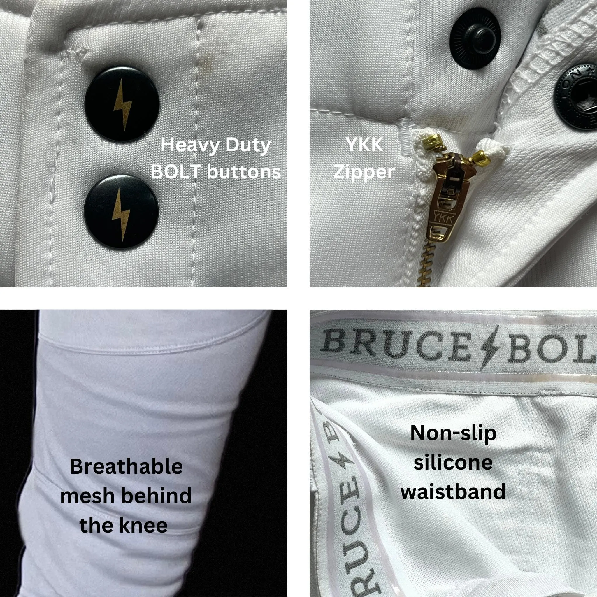 BRUCE BOLT Premium Pro Baseball Knicker - WHITE w/ Navy