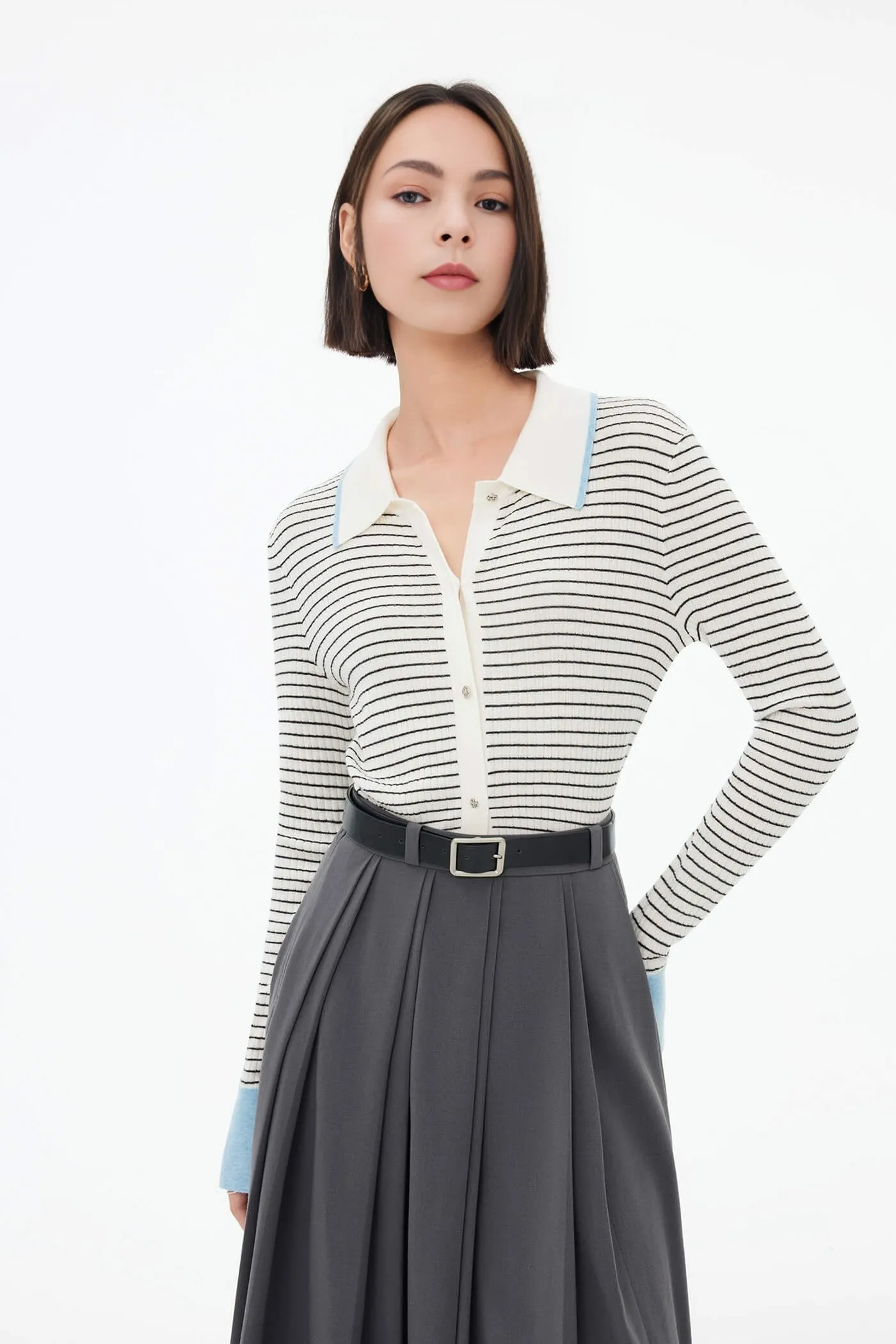 Color-Blocked Cuff Knit Cardigan