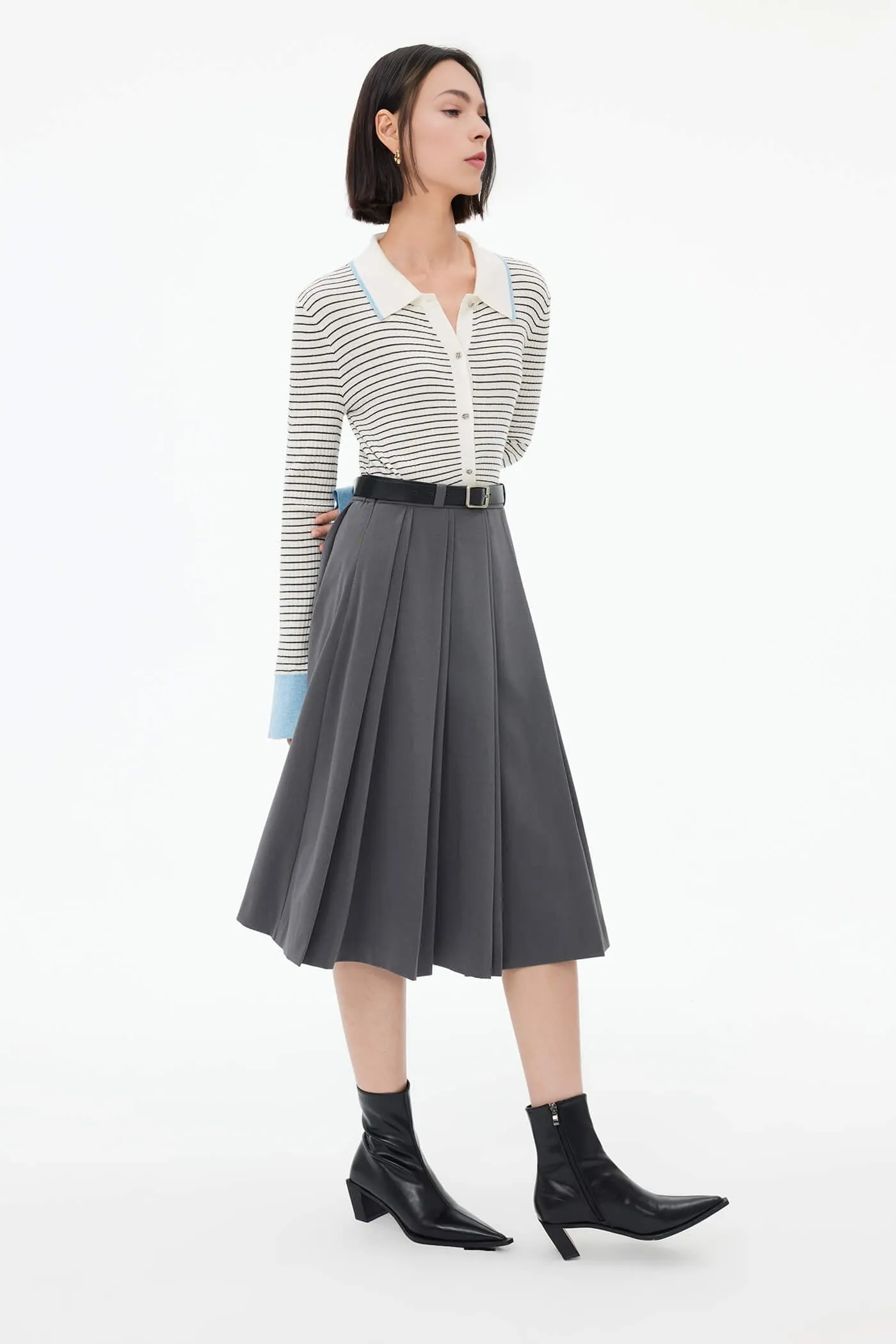 Color-Blocked Cuff Knit Cardigan