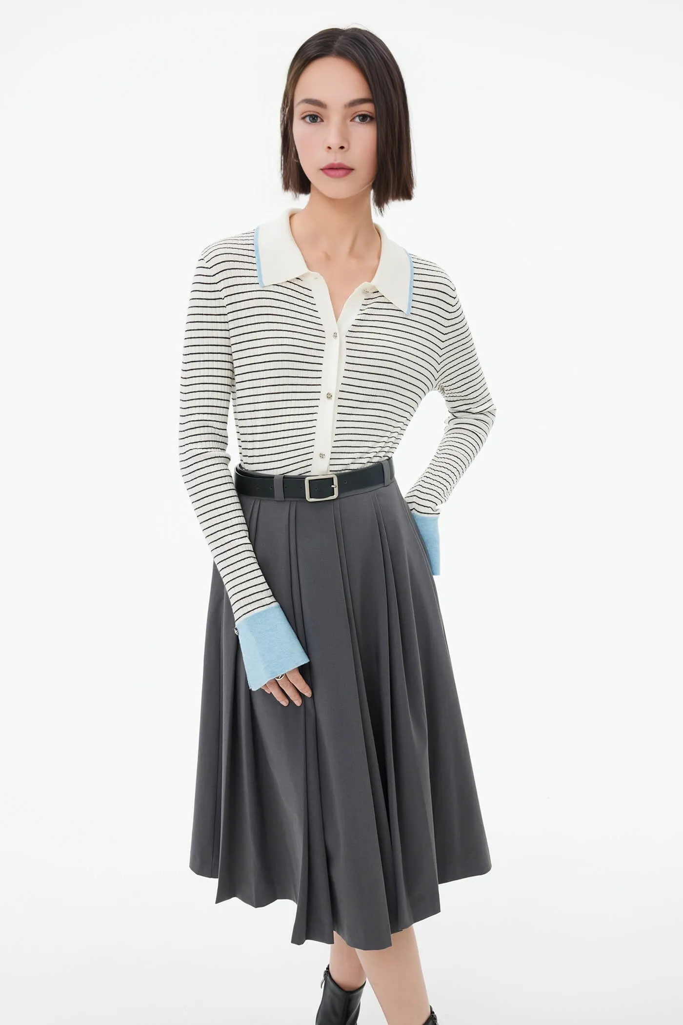 Color-Blocked Cuff Knit Cardigan