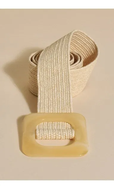 Cream Stretch Belt with Resin Buckle