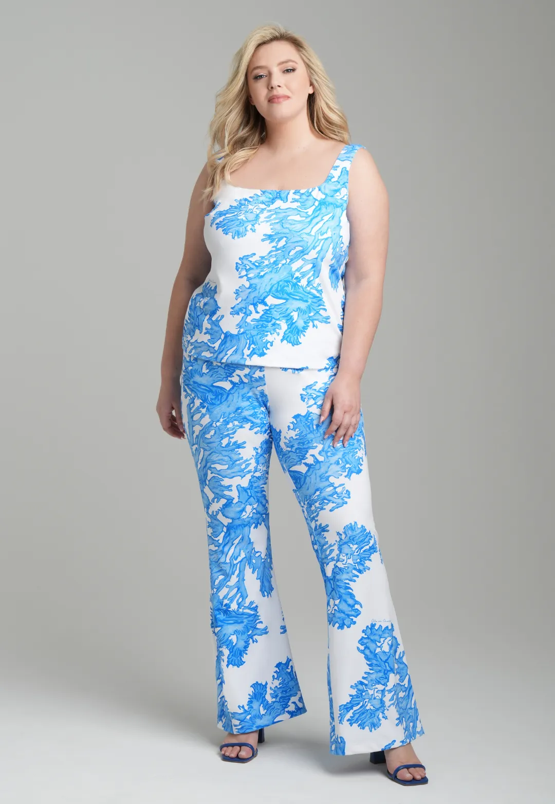 Elaine Stretch Knit Pants in Blue Coral