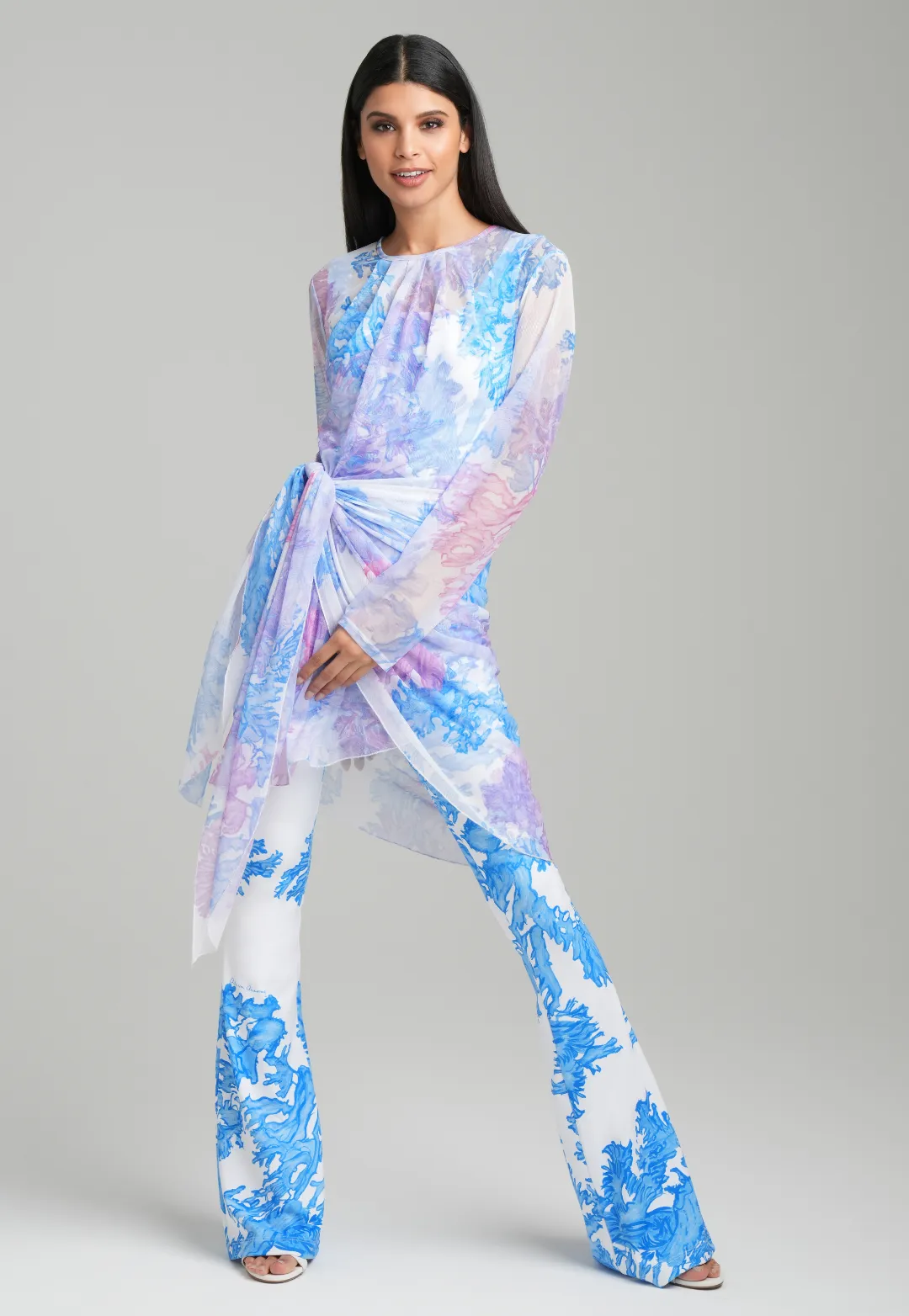 Elaine Stretch Knit Pants in Blue Coral