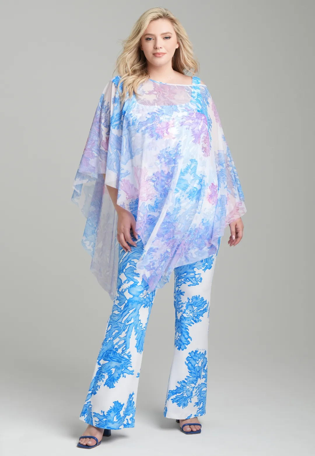 Elaine Stretch Knit Pants in Blue Coral
