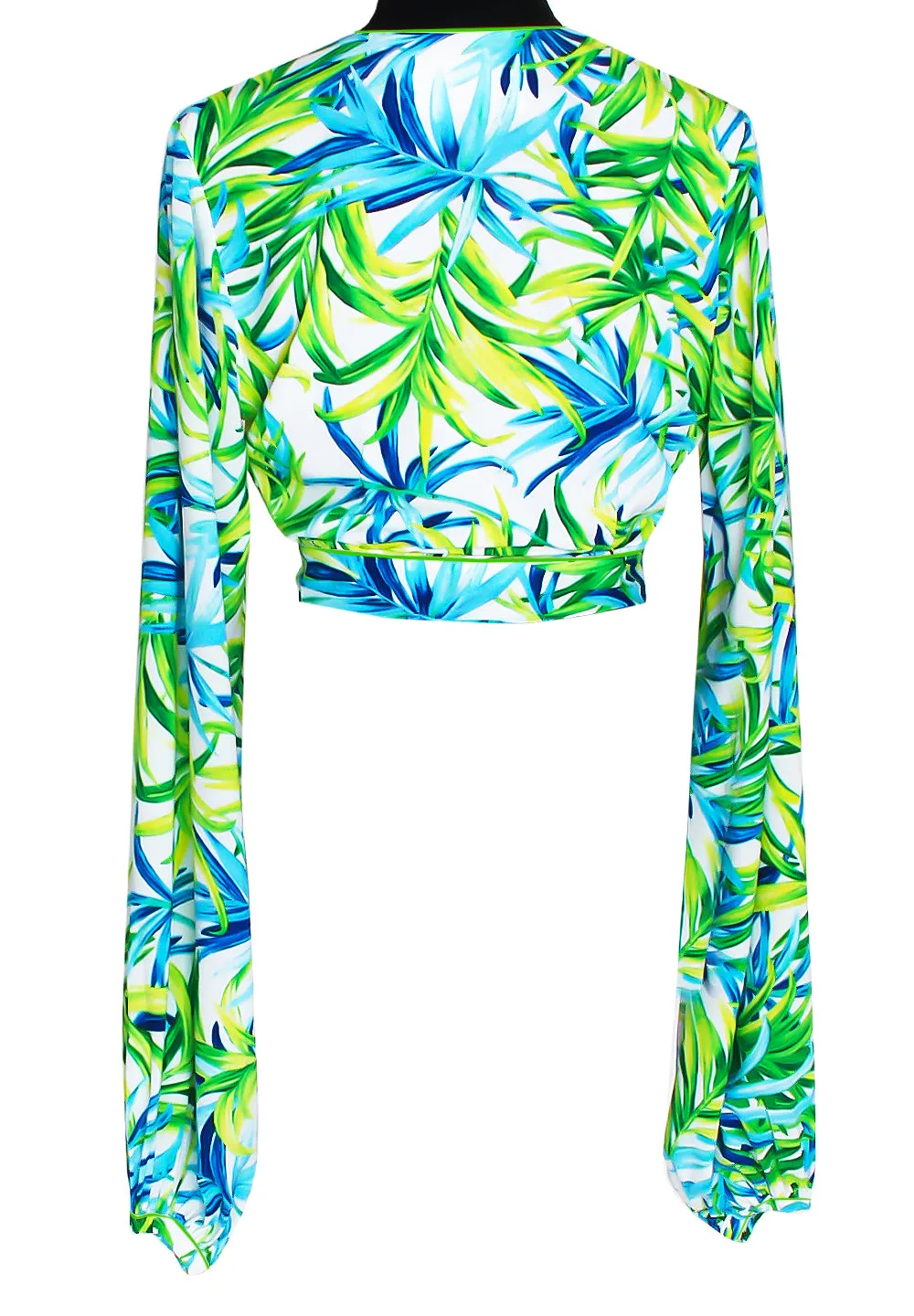 Euphoria - Paradise Palm Cropped Blouse (Neon Green)