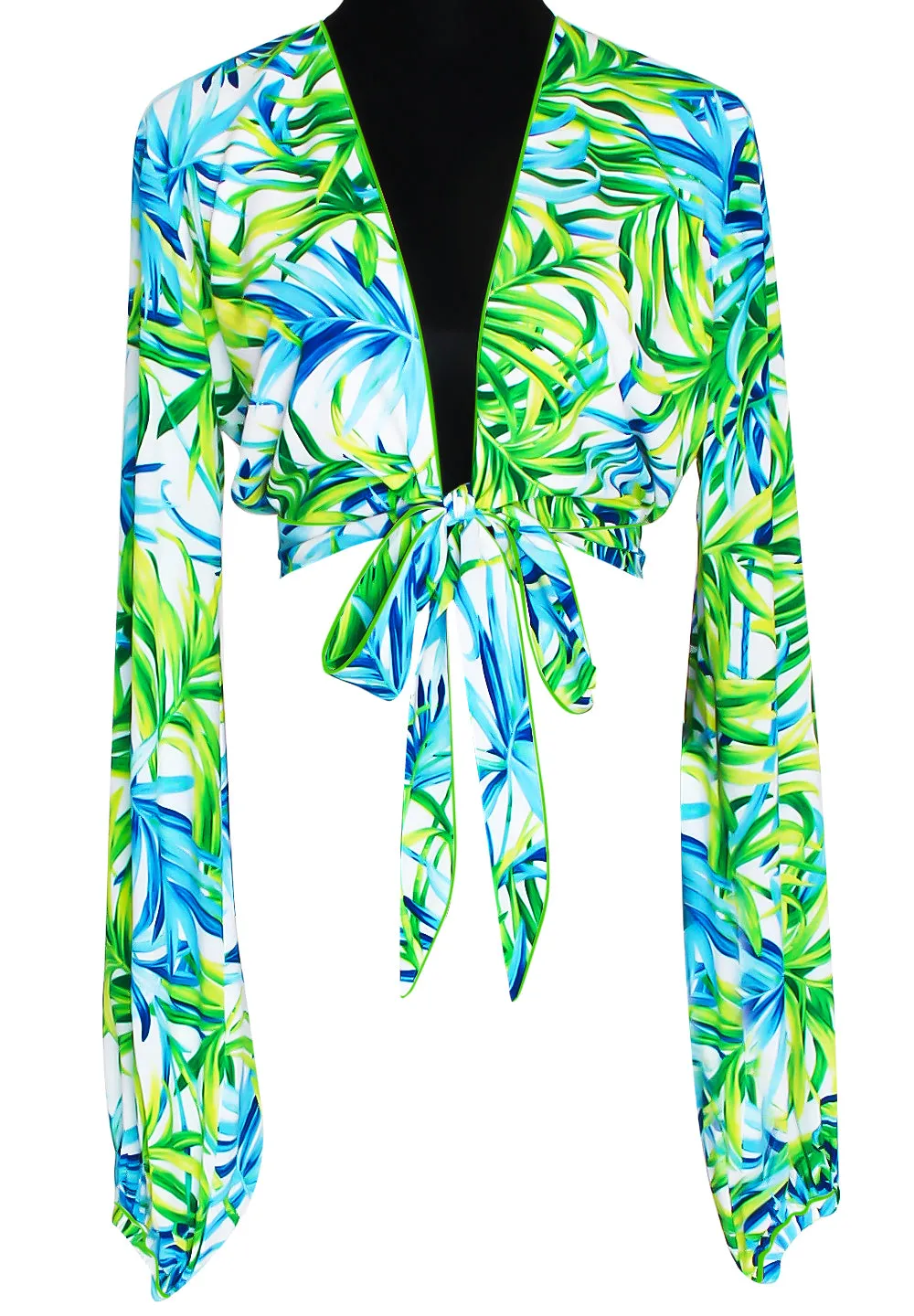 Euphoria - Paradise Palm Cropped Blouse (Neon Green)