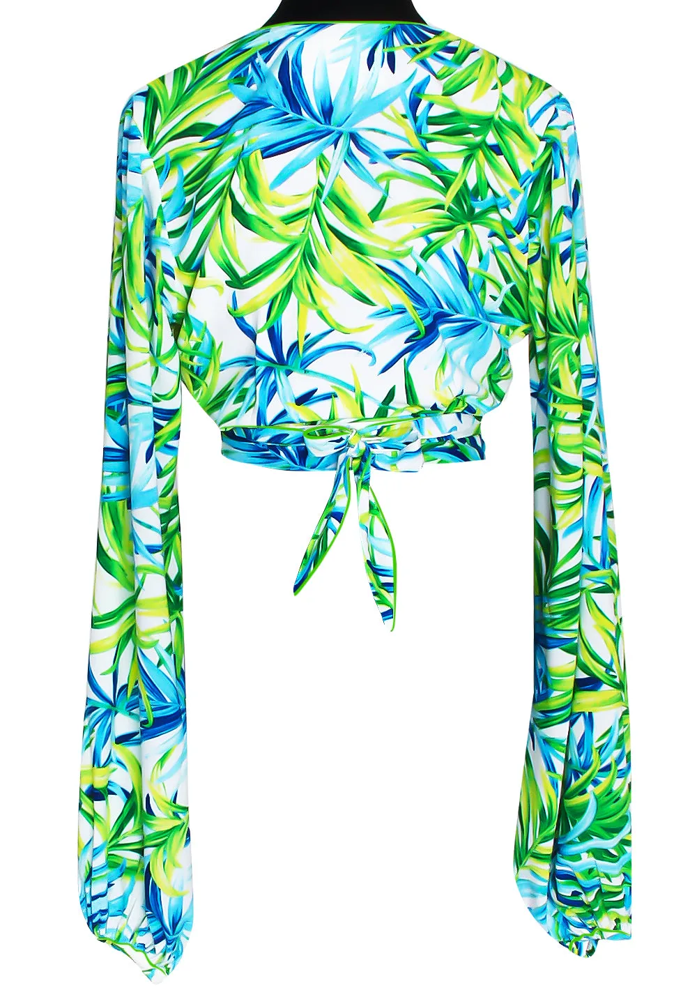 Euphoria - Paradise Palm Cropped Blouse (Neon Green)