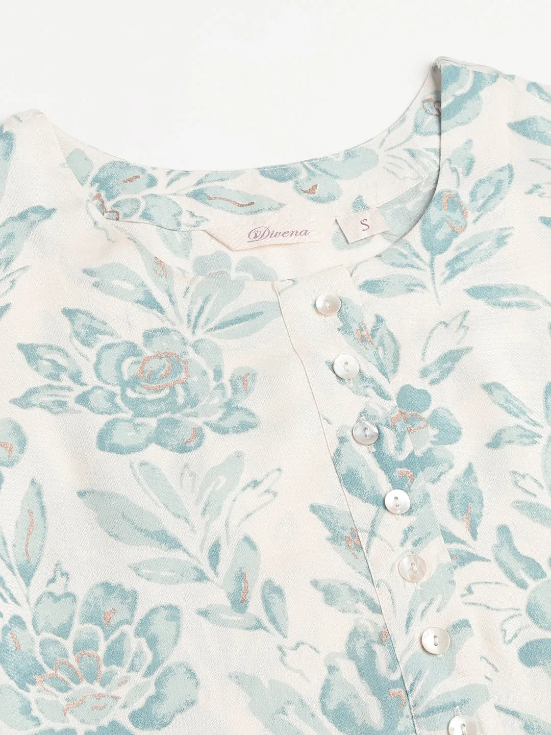 Floral Print A-Line Kurta With Asymmetric Hemline