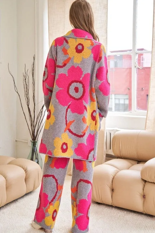 Flower Printed Casual Cozy Full Long Wide Pants *Online Only*
