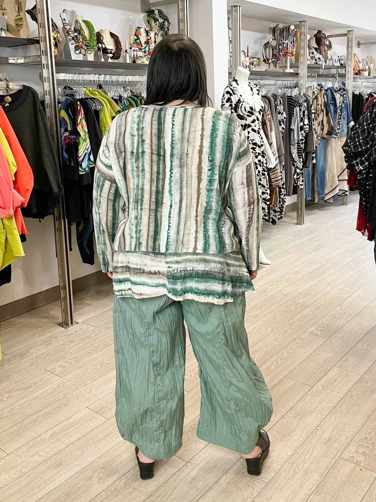 Fly Pant, Green Pleat