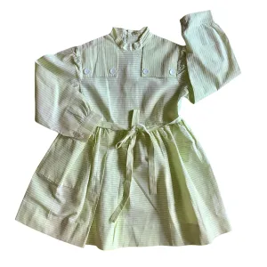 French Vintage 1960's Lime Green Thinstripes Dress/Blouse  / 6-8Y