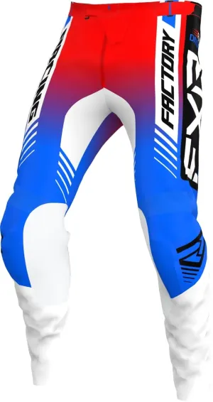 FXR Clutch Pro 2023 Motocross Pants Pants, White/Blue/Red