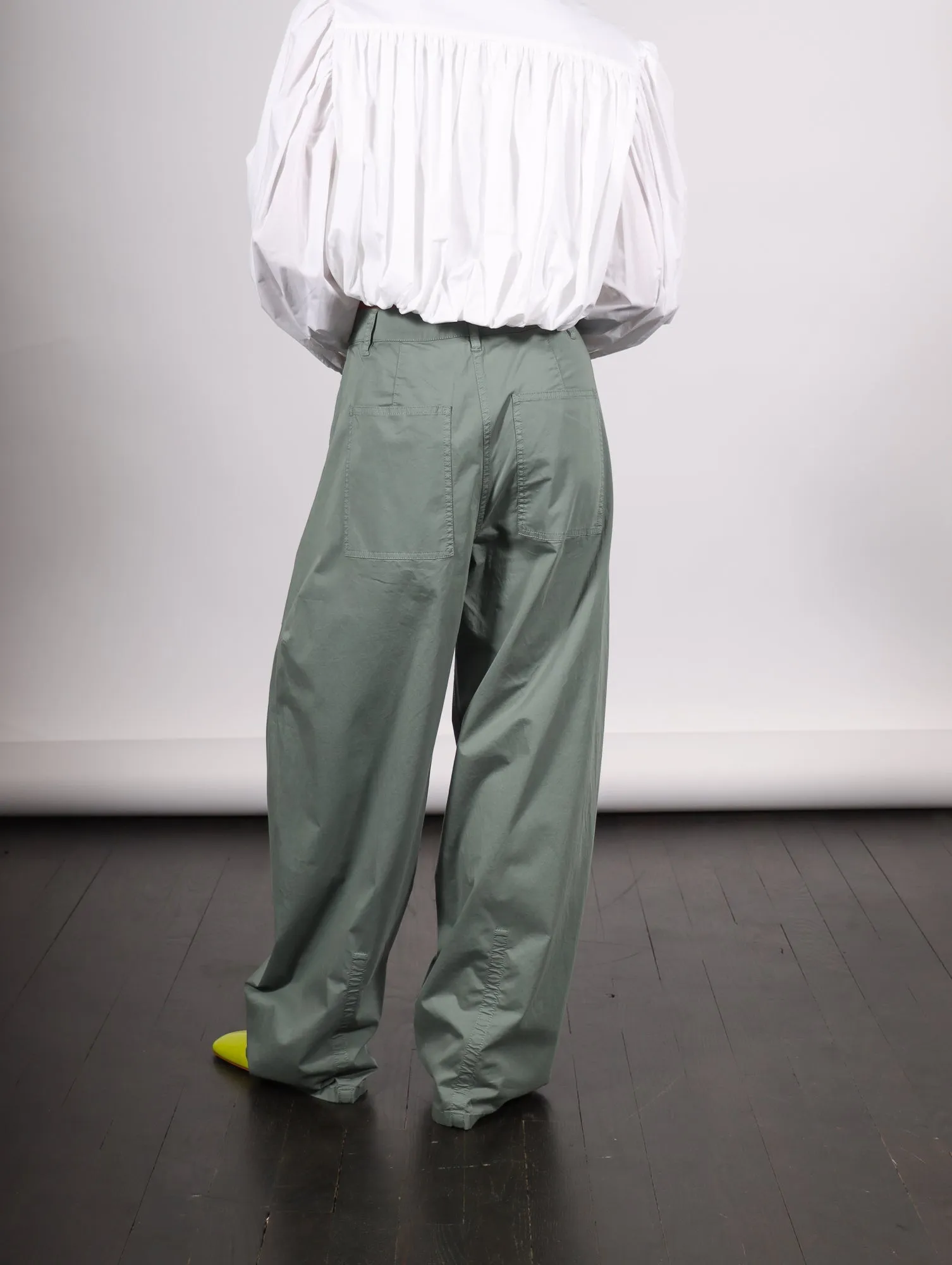 Garment Dyed Silky Cotton Sid Pant in Green Limestone by Tibi