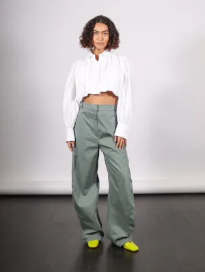 Garment Dyed Silky Cotton Sid Pant in Green Limestone by Tibi