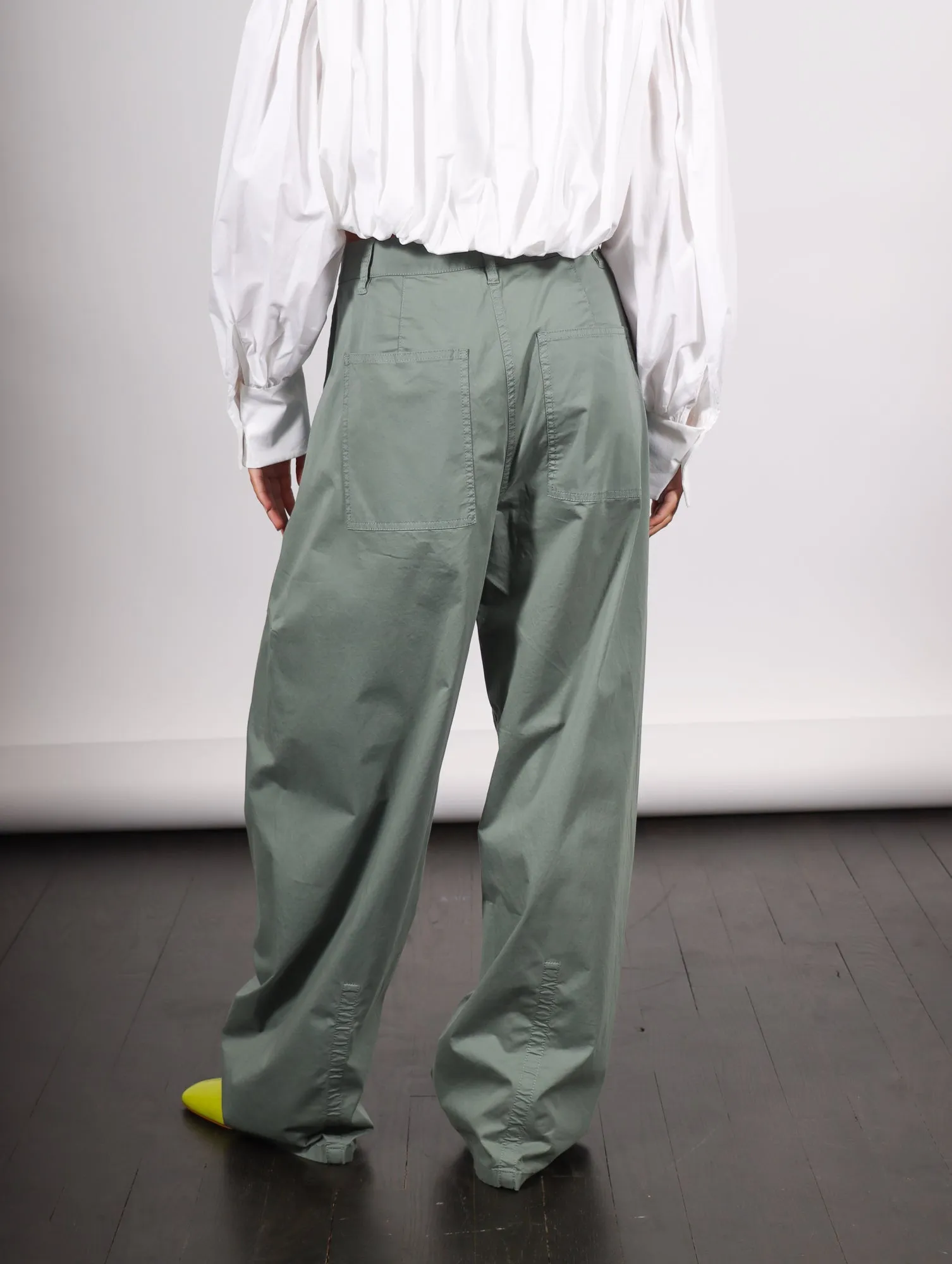 Garment Dyed Silky Cotton Sid Pant in Green Limestone by Tibi