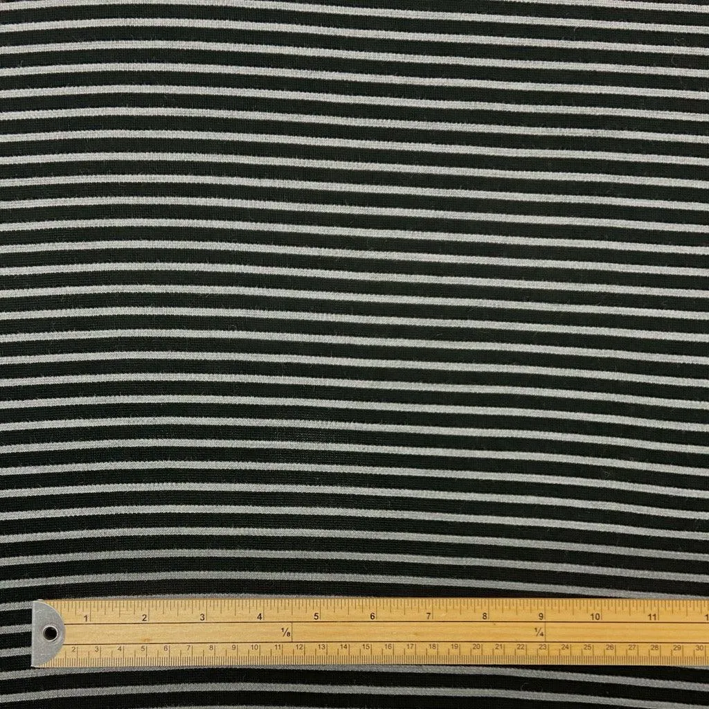 Grey Stripes on Black Knit Fabric