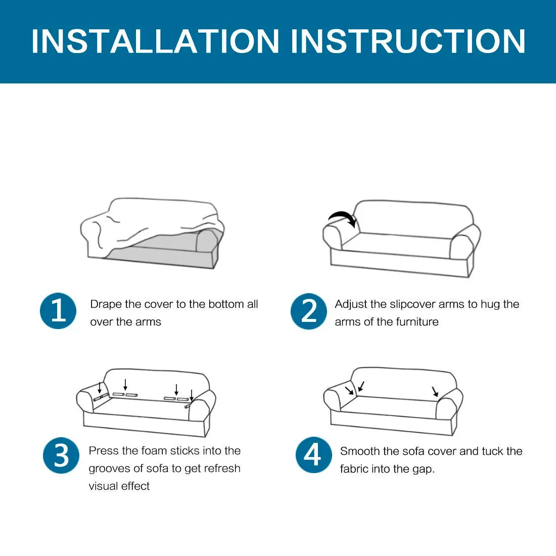 High Stretch Sofa Couch Slipcover Two Seat-Black