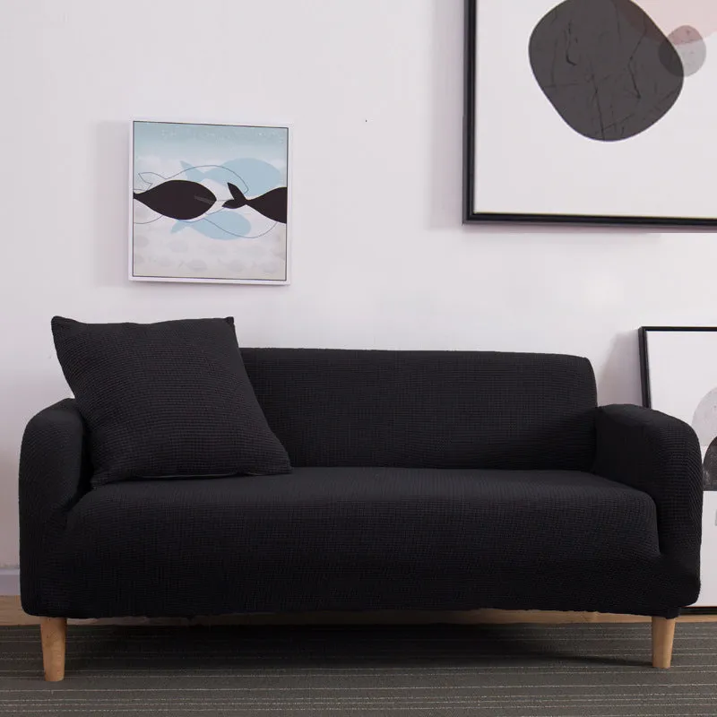 High Stretch Sofa Couch Slipcover Two Seat-Black