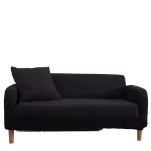 High Stretch Sofa Couch Slipcover Two Seat-Black