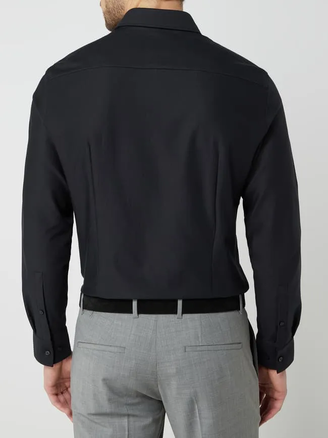 Jake*s Slim Fit Twill Business Shirt, Black