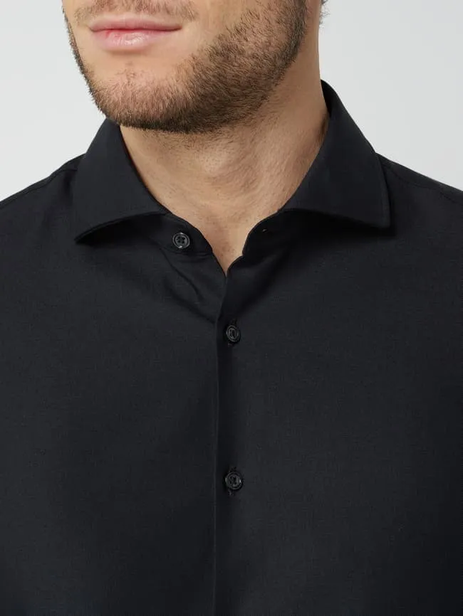 Jake*s Slim Fit Twill Business Shirt, Black