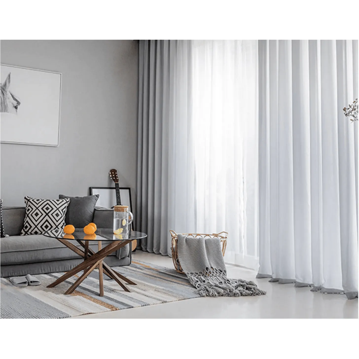 Jason Plain Velvet Sheer Curtain - Light Gray
