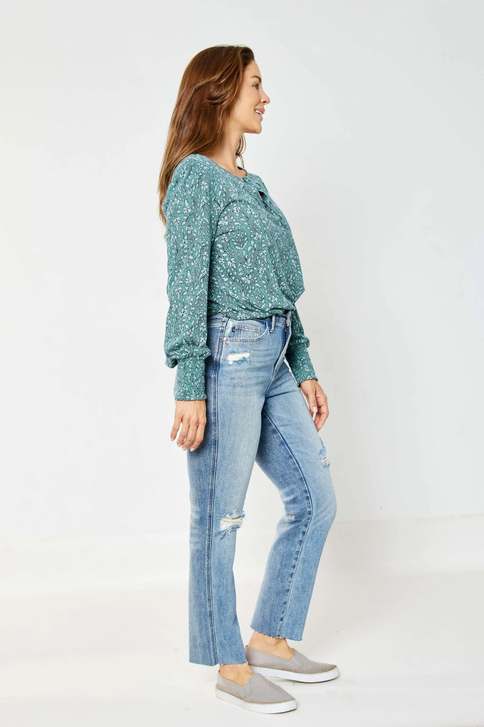 Judy Blue High Waist Rigid Magic Destroy Straight Denim 88736