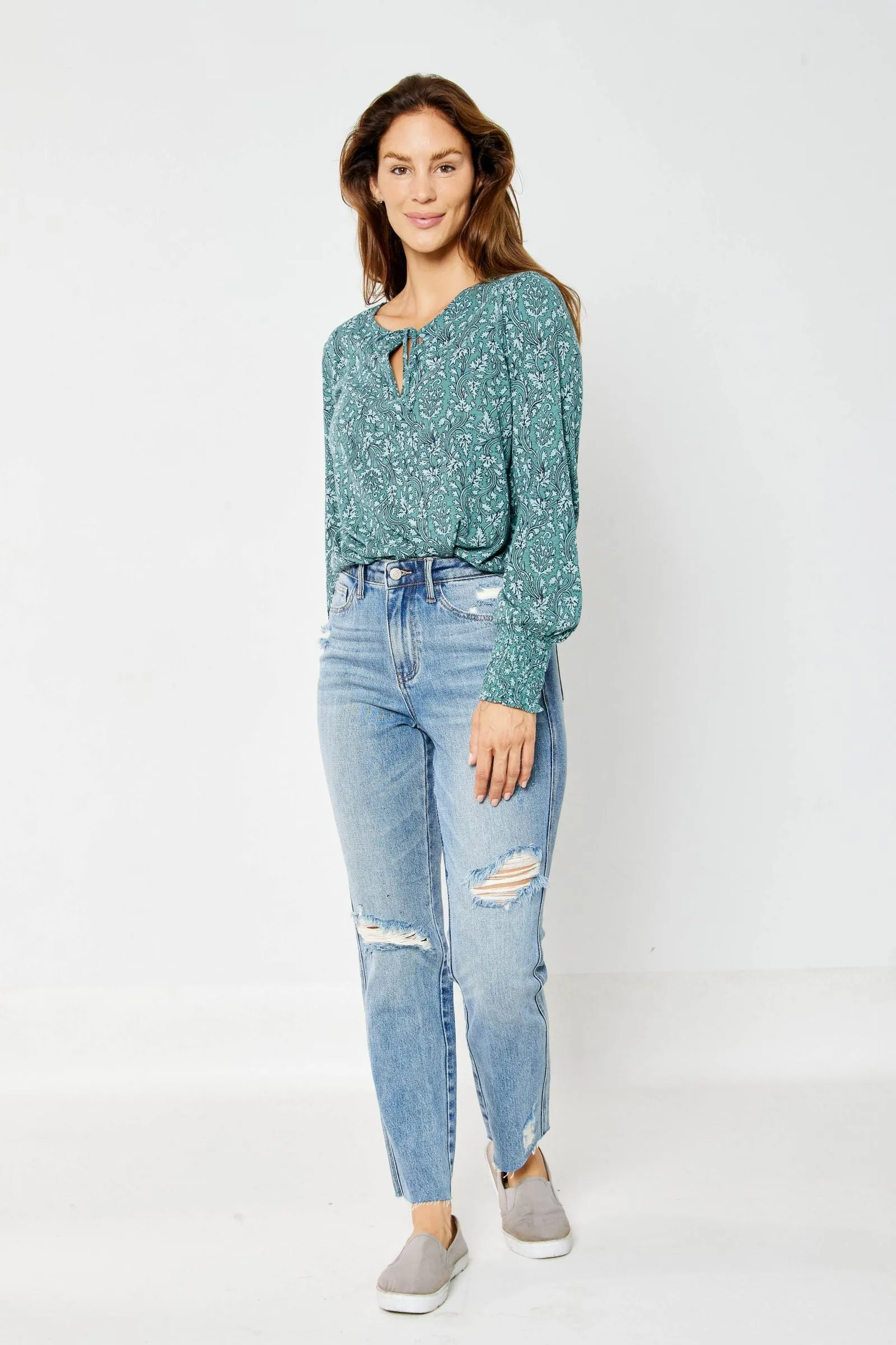 Judy Blue High Waist Rigid Magic Destroy Straight Denim 88736