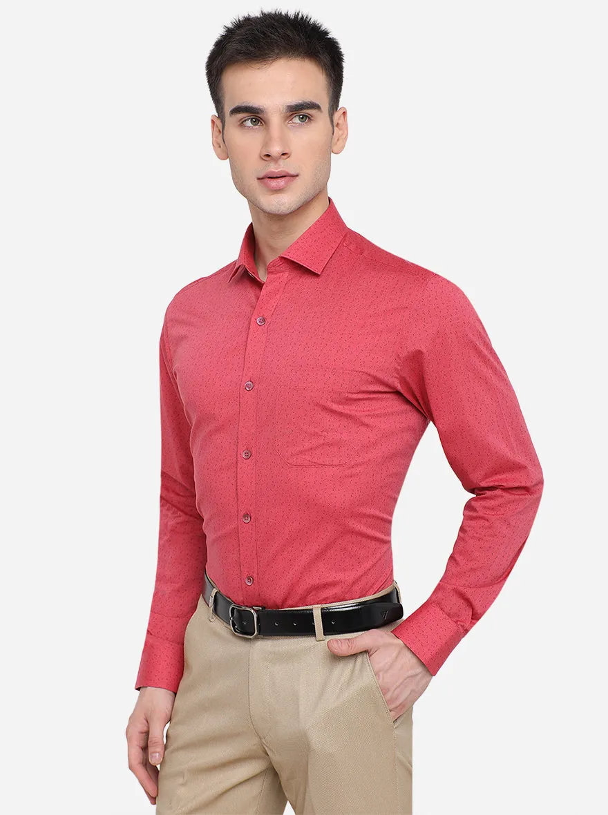 Light Red Printed Slim Fit Formal Shirt | Metal