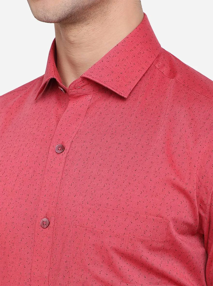 Light Red Printed Slim Fit Formal Shirt | Metal