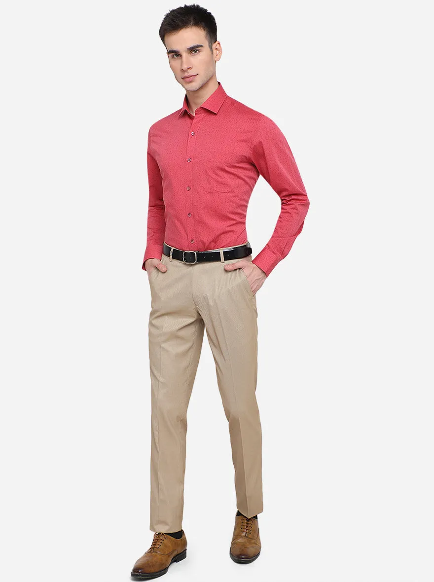 Light Red Printed Slim Fit Formal Shirt | Metal