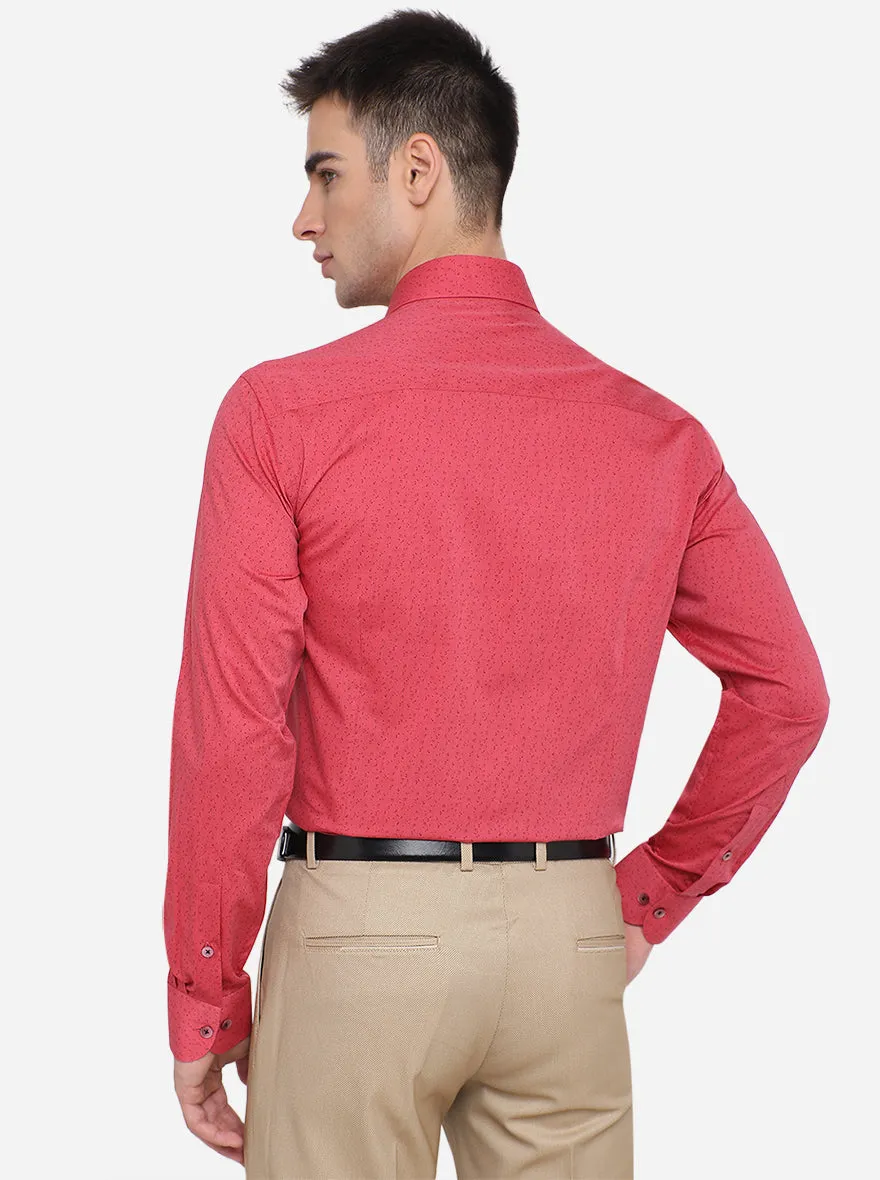 Light Red Printed Slim Fit Formal Shirt | Metal