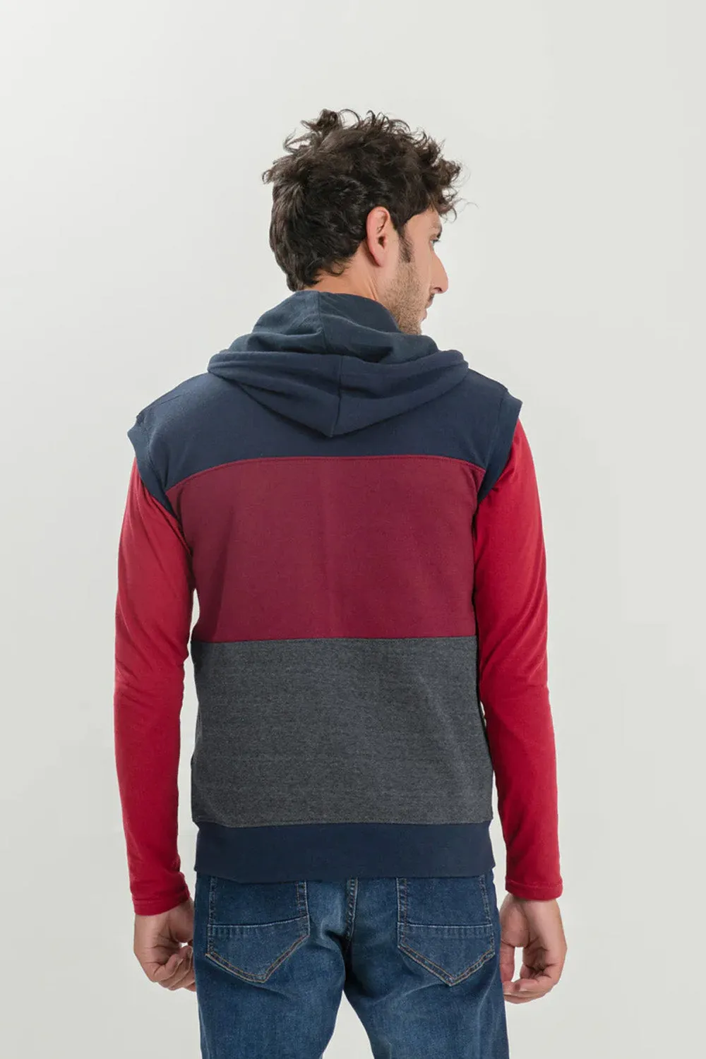 Men's Sleeve Less Zipper Hood