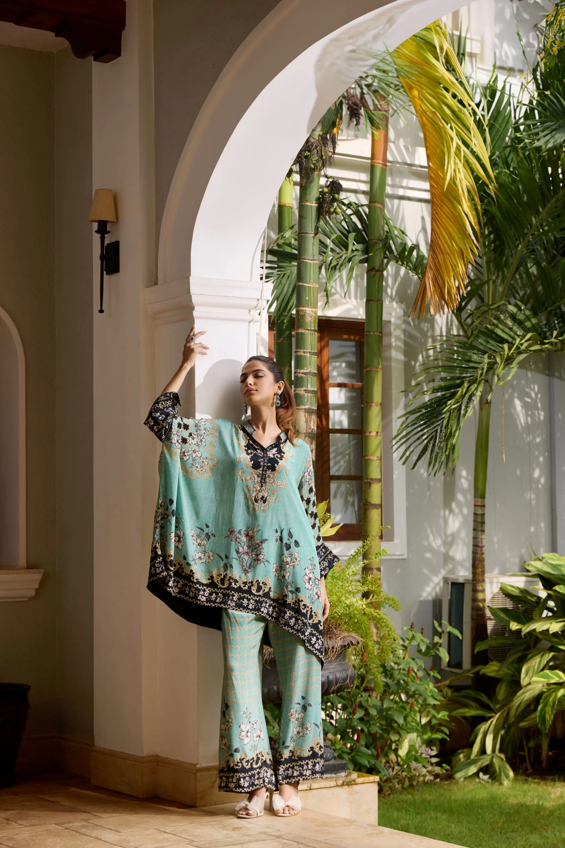 Mint Green Digital Printed Crepe Silk Co-Ord Set