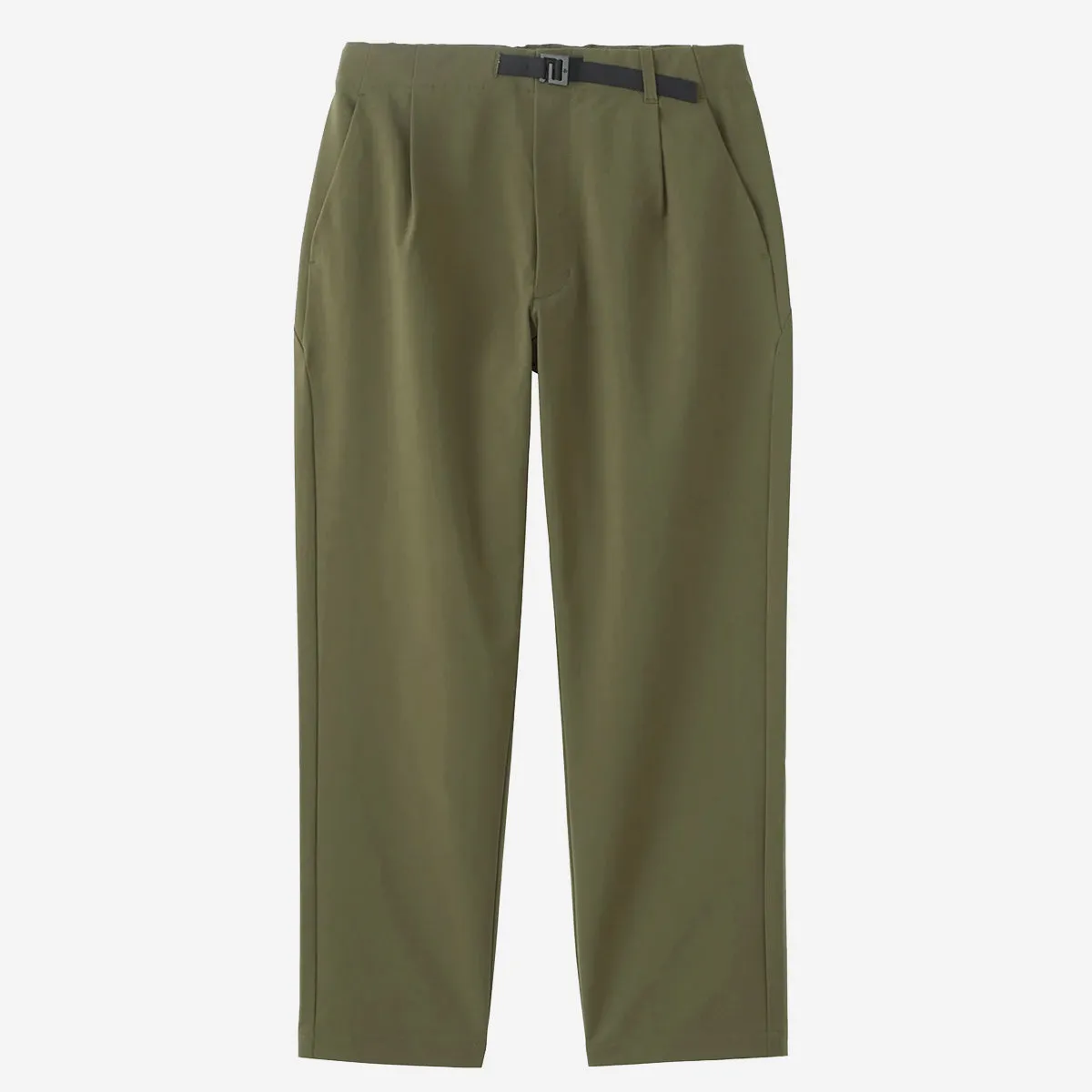 One Tuck Tapered Stretch Pants - Olive Green