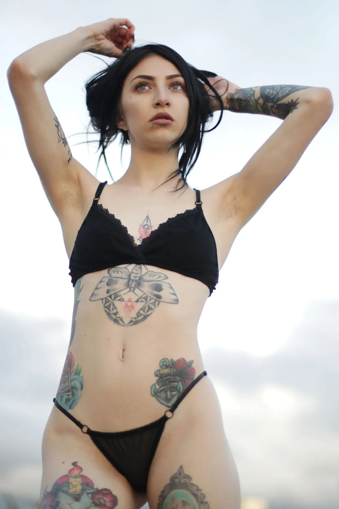 READY TO SHIP Sunset Bralette in Sheer Recycled Mesh (size L)