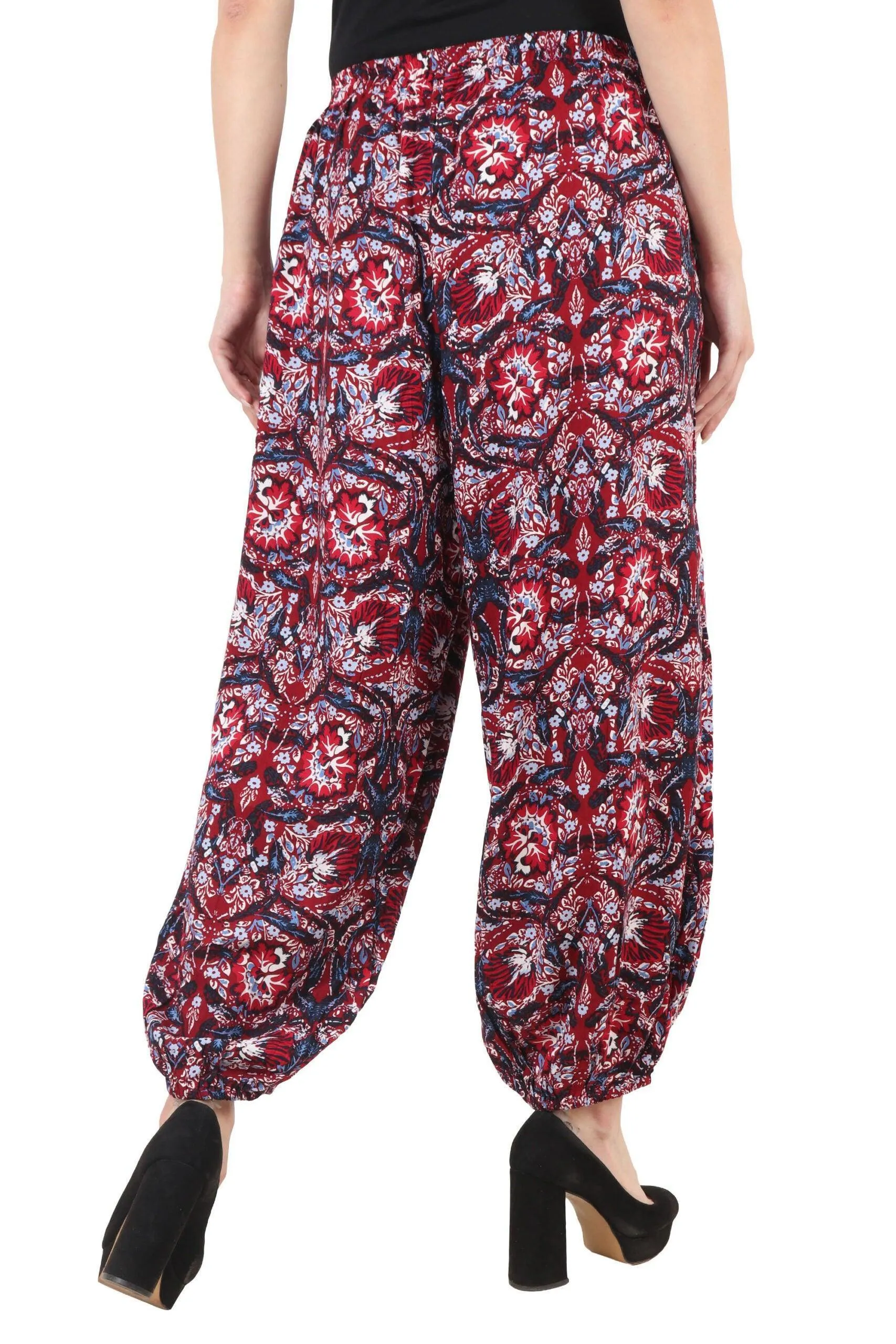 Red & Blue Floral Printed Harem Pants