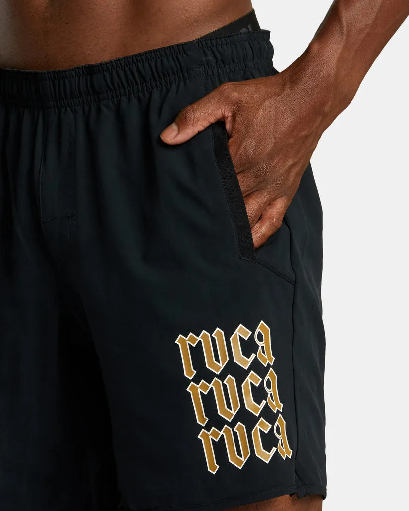 RVCA Yogger Stretch Elastic Waist Shorts 17" - BLACK ARCH