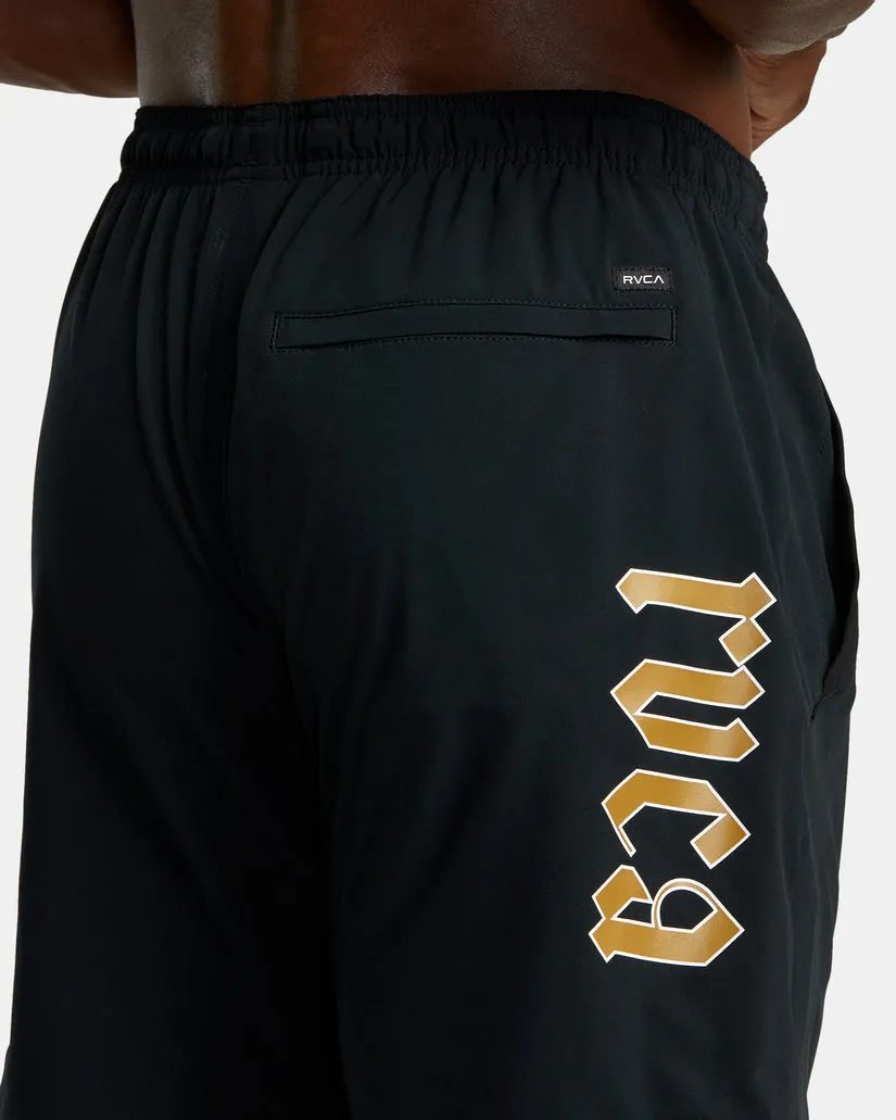RVCA Yogger Stretch Elastic Waist Shorts 17" - BLACK ARCH