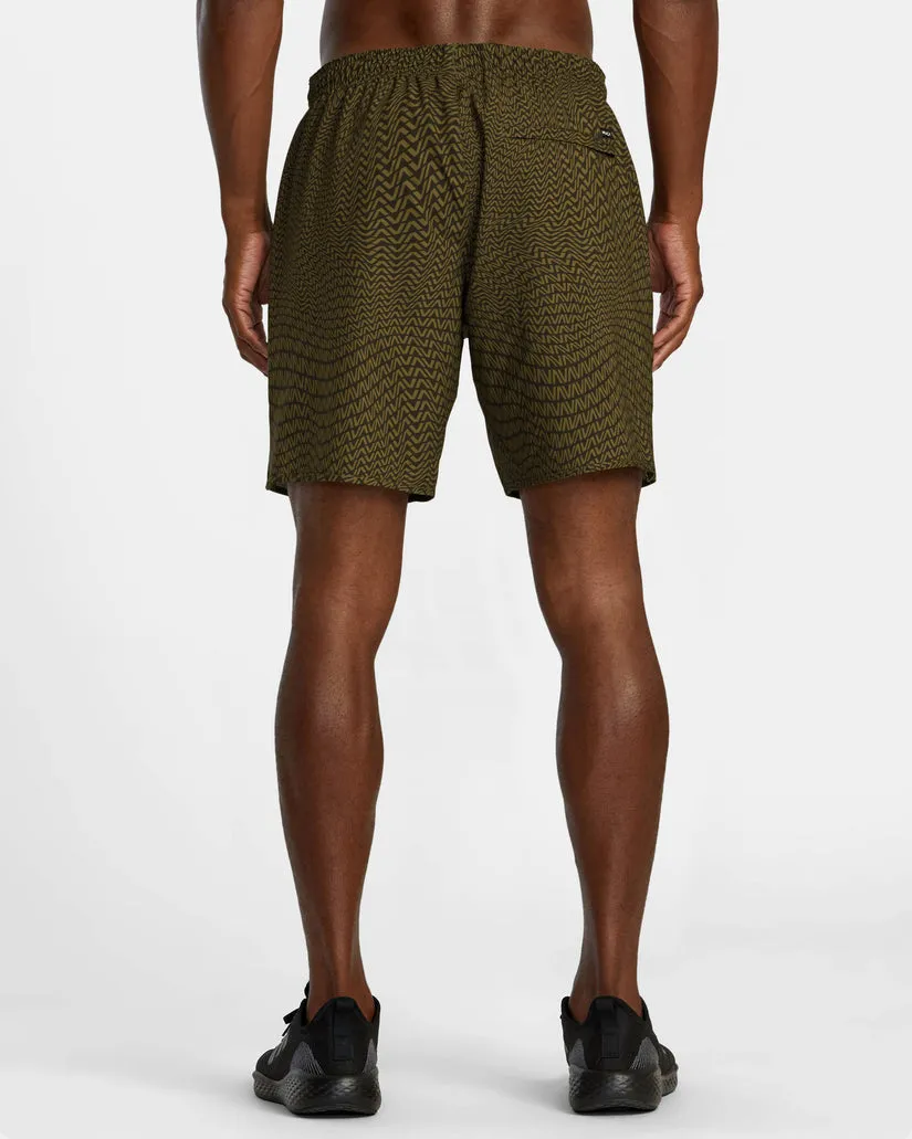 RVCA Yogger Stretch Elastic Waist Shorts 17" - VA WARP CHOCOLATE