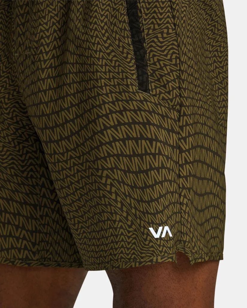 RVCA Yogger Stretch Elastic Waist Shorts 17" - VA WARP CHOCOLATE