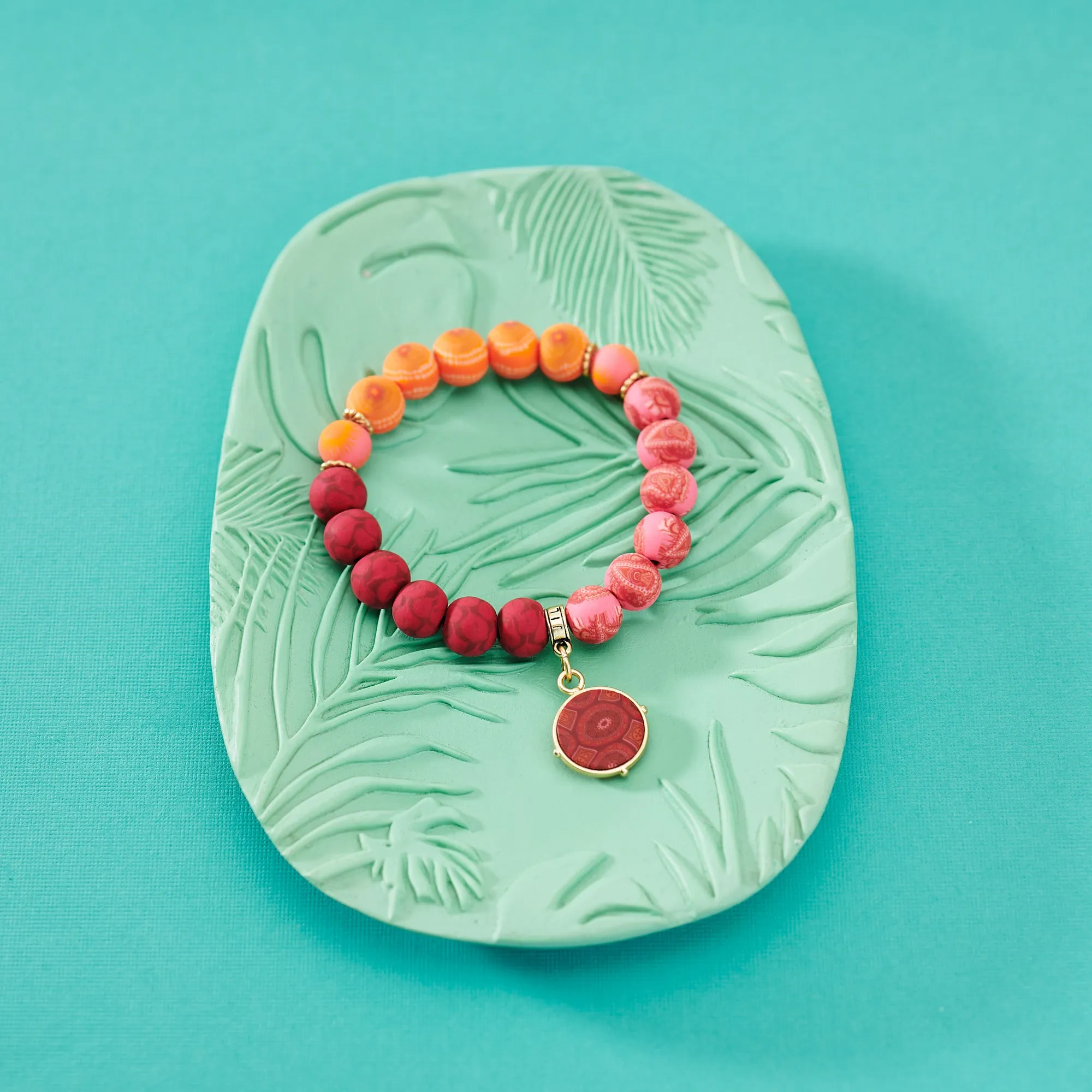 Savannah Red Color Block Charm Bracelet