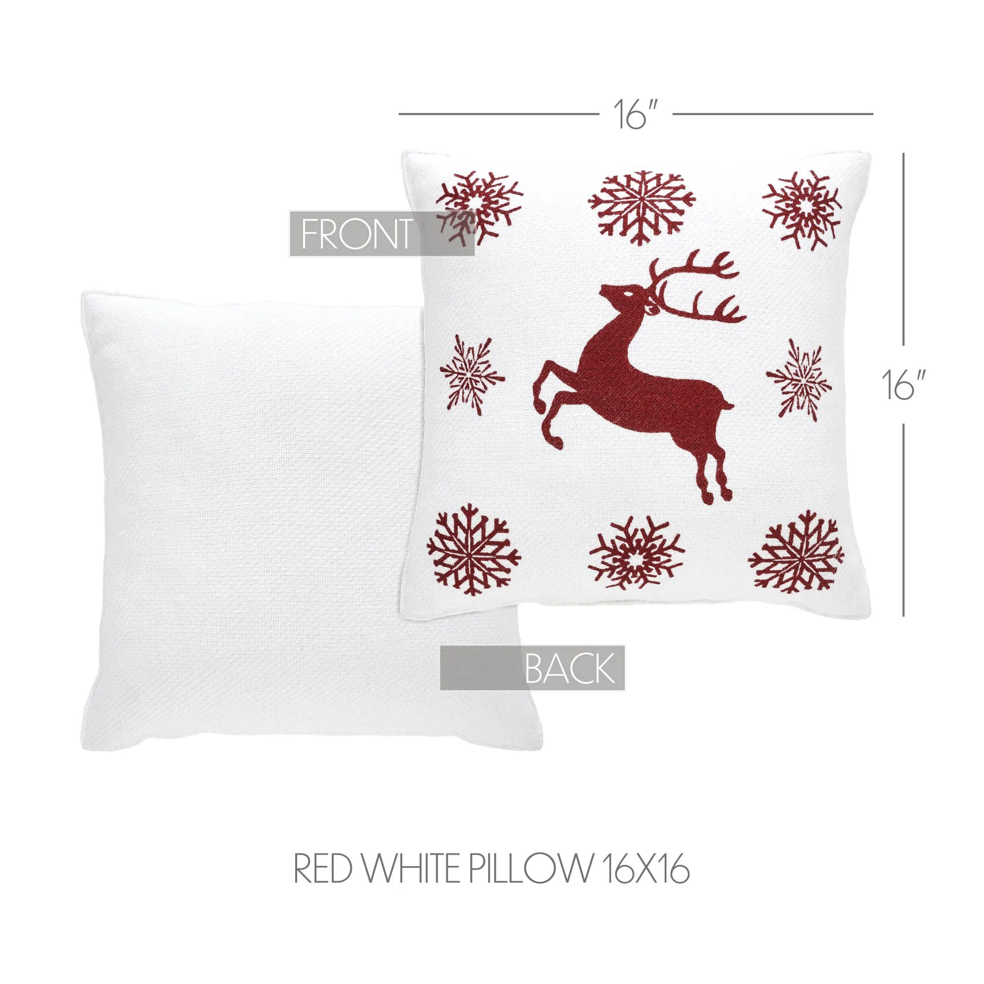 Scandia Snowflake Red White Pillow 16x16