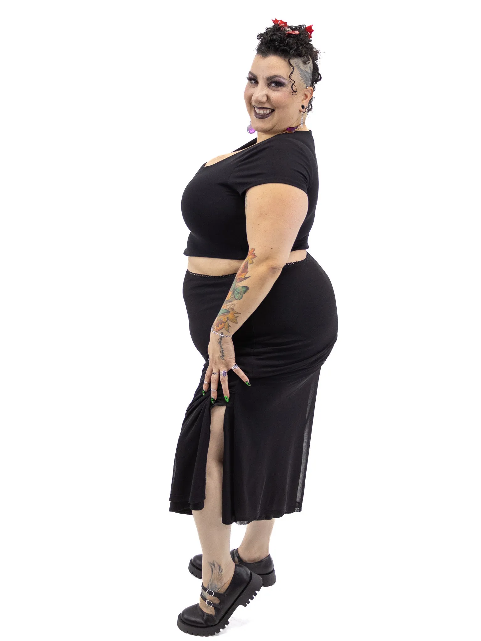 Shel Mesh Midi Skirt