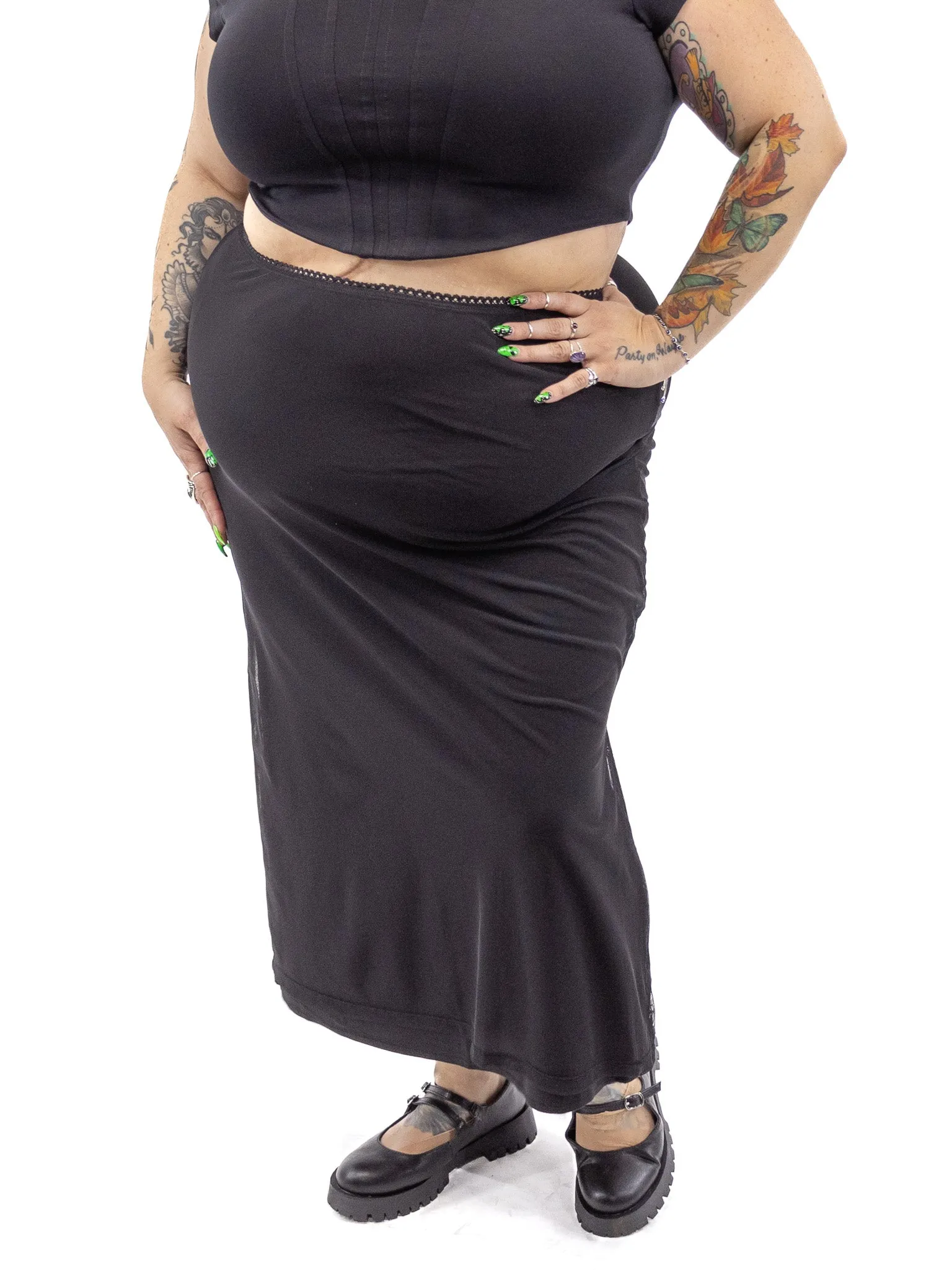 Shel Mesh Midi Skirt