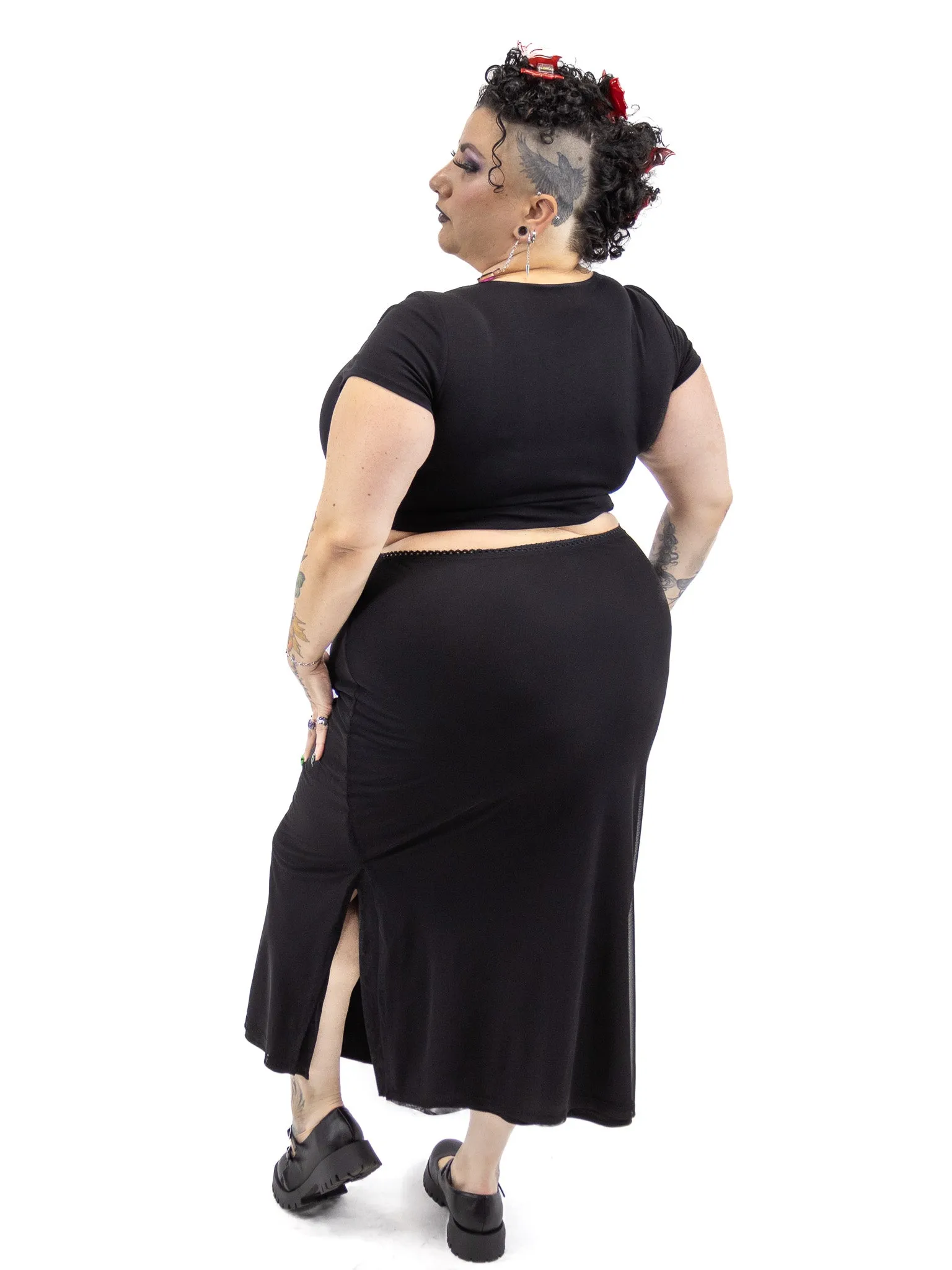 Shel Mesh Midi Skirt