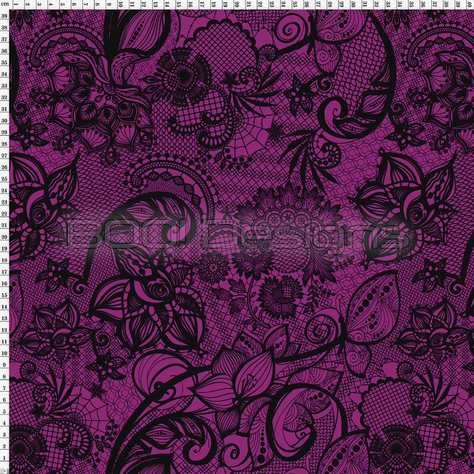 Spandex Ornamental Lace Magenta